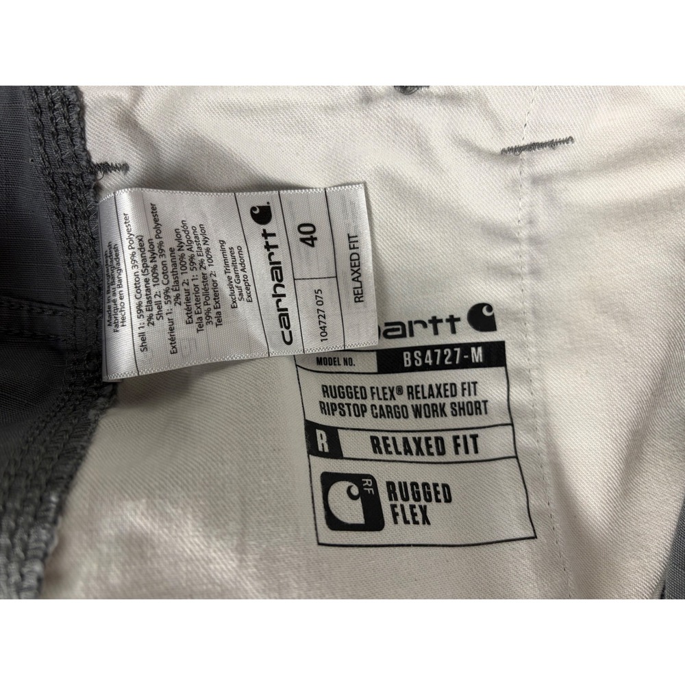 Carhartt Mens Relaxed Fit Rugged Flex Ripstop Cargo Work Shorts Gray 40 BS4727-M - Picture 4 of 7